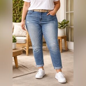 Kut From The Kloth Light Wash Distressed Cuffed Jeans 18W